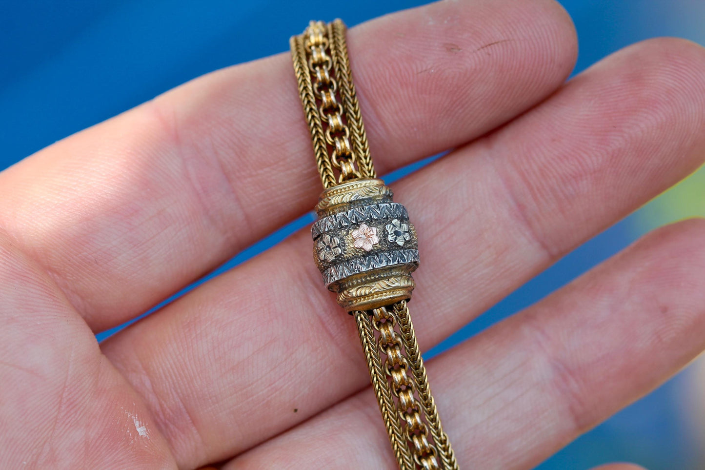 Antique 9ct Rolled Gold Albertina Tassel Bracelet