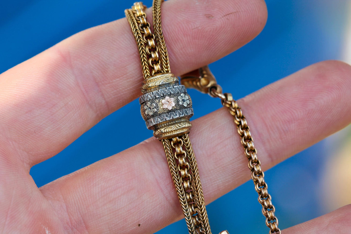 Antique 9ct Rolled Gold Albertina Tassel Bracelet