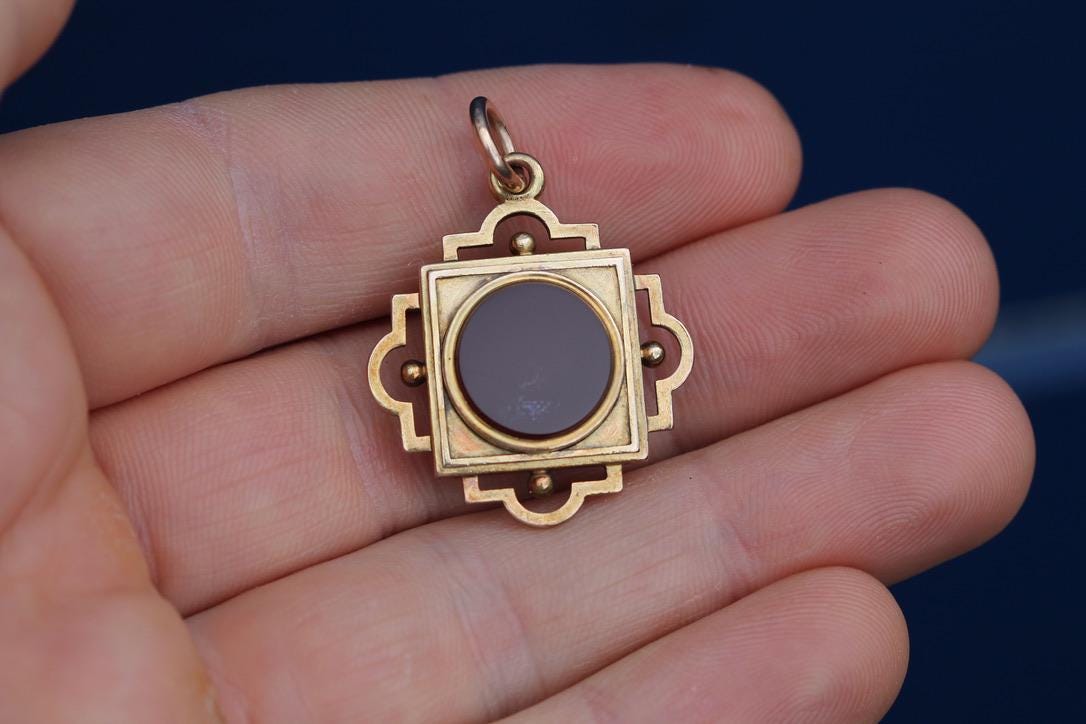 Antique 15ct Gold Carnelian Locket Pendant, c.1890