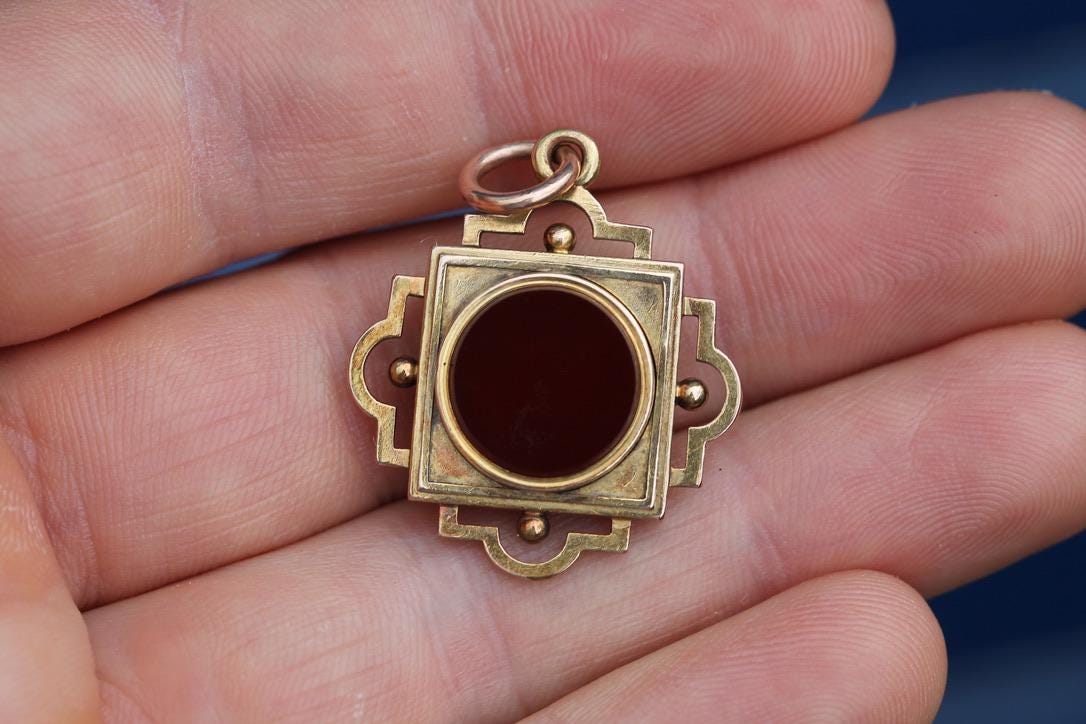 Antique 15ct Gold Carnelian Locket Pendant, c.1890