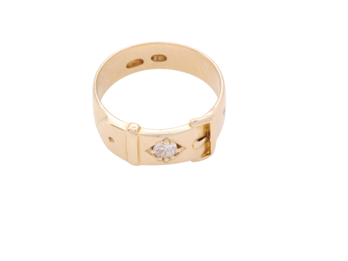 Antique 18ct Gold Old Mine Cut Diamond Buckle Ring, c.1880