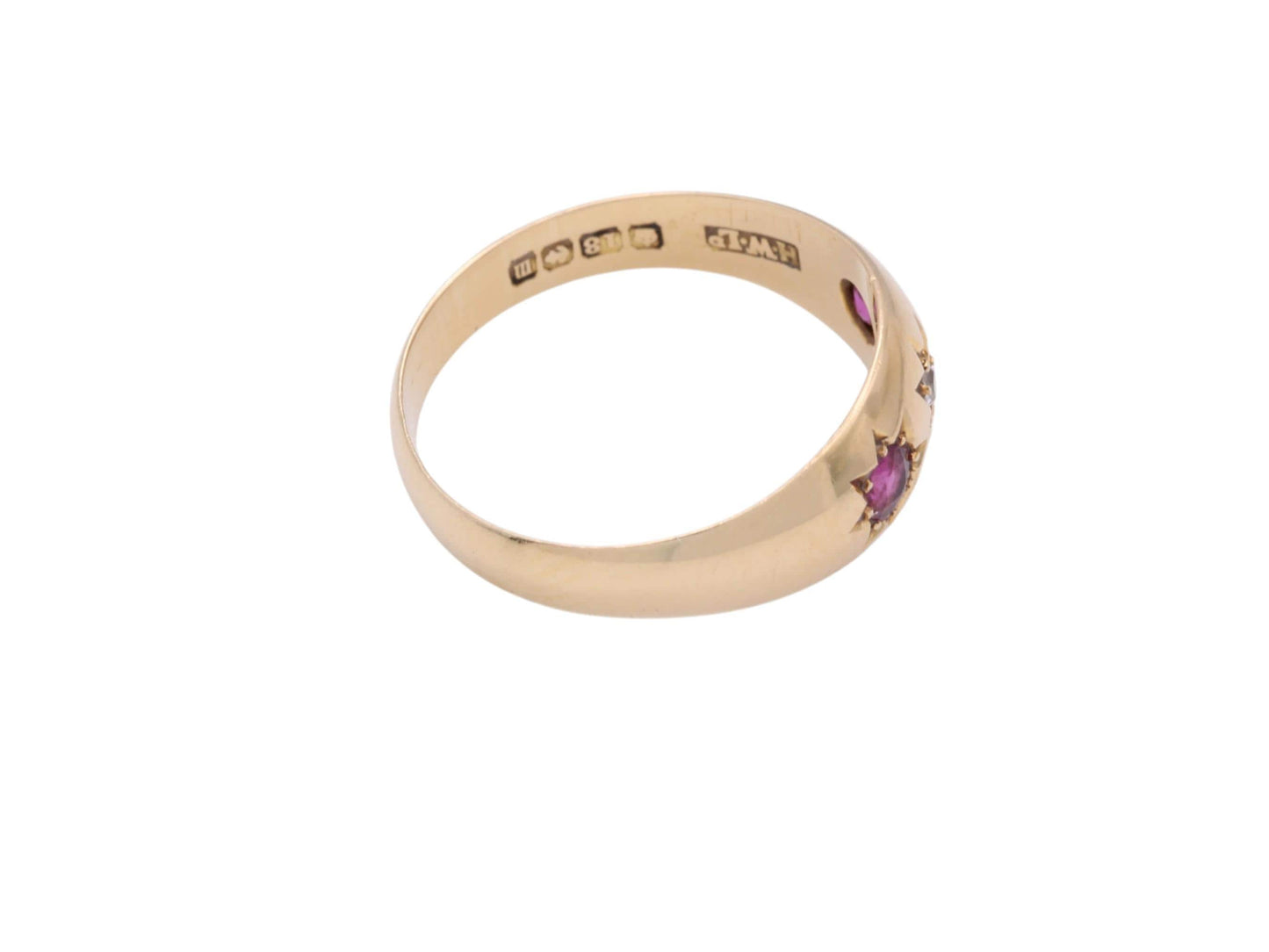 Antique 18ct Gold Ruby & Diamond Gypsy Ring, 1911