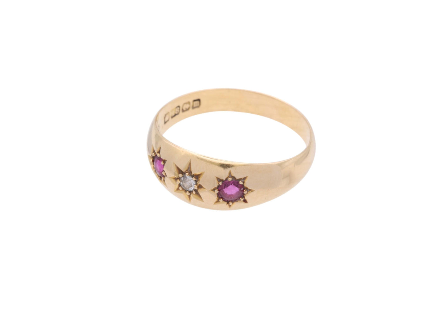 Antique 18ct Gold Ruby & Diamond Gypsy Ring, 1911