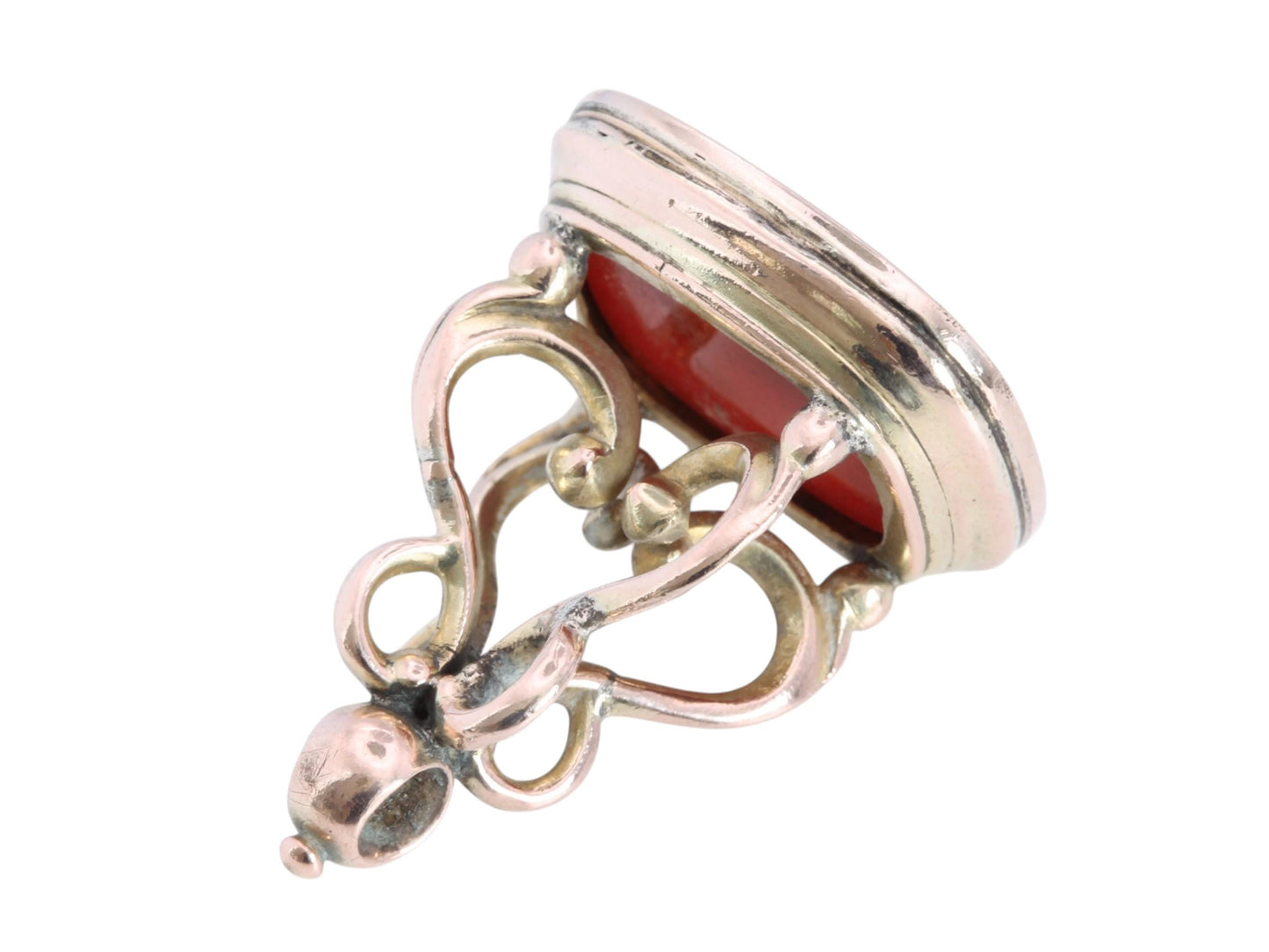 Antique 9ct Gold Large Carnelian Intaglio Seal | Two Hens Scene | c.1860