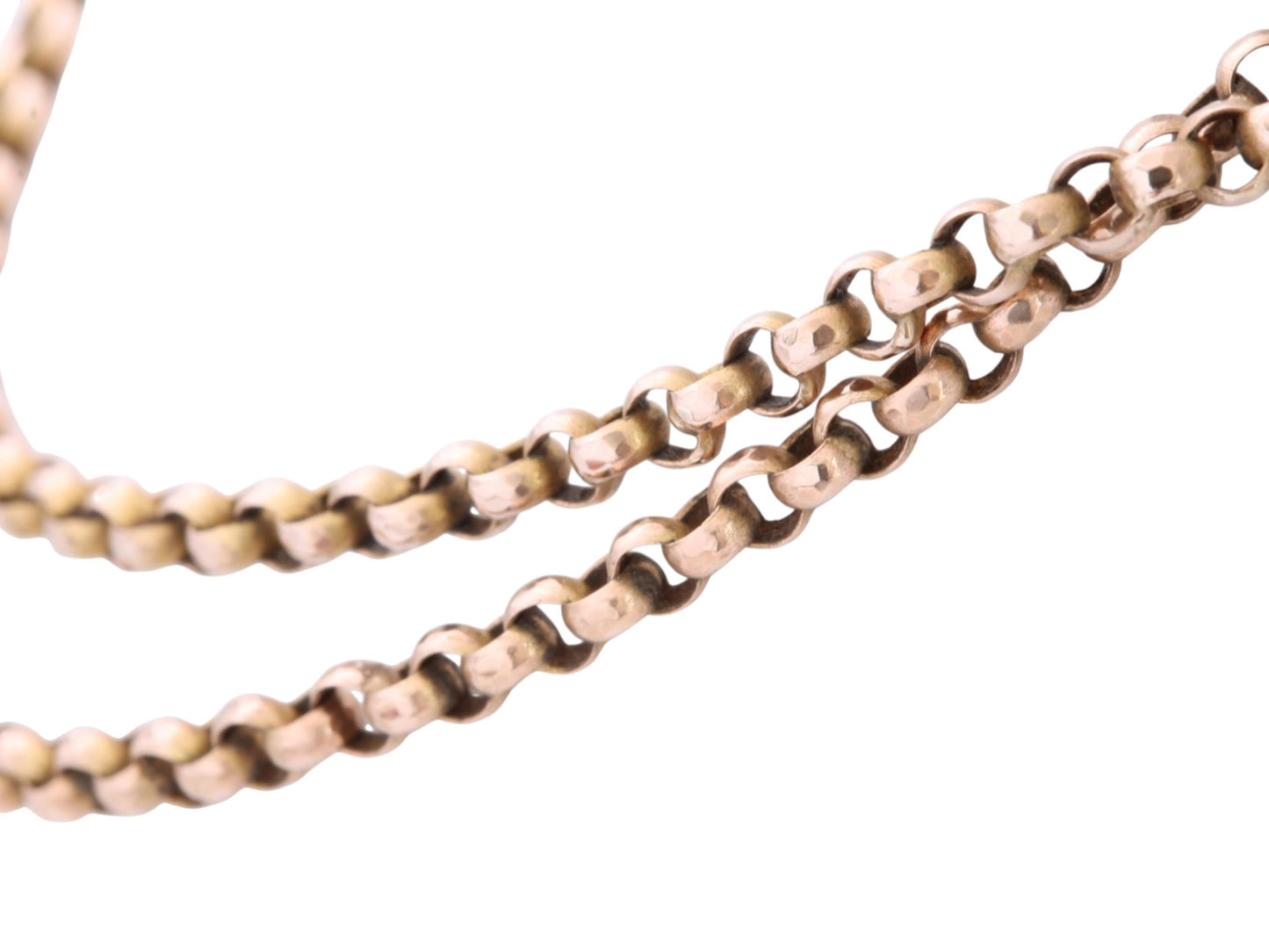 Antique 9ct Rose Gold Faceted Belcher Link Necklace | 18.25"
