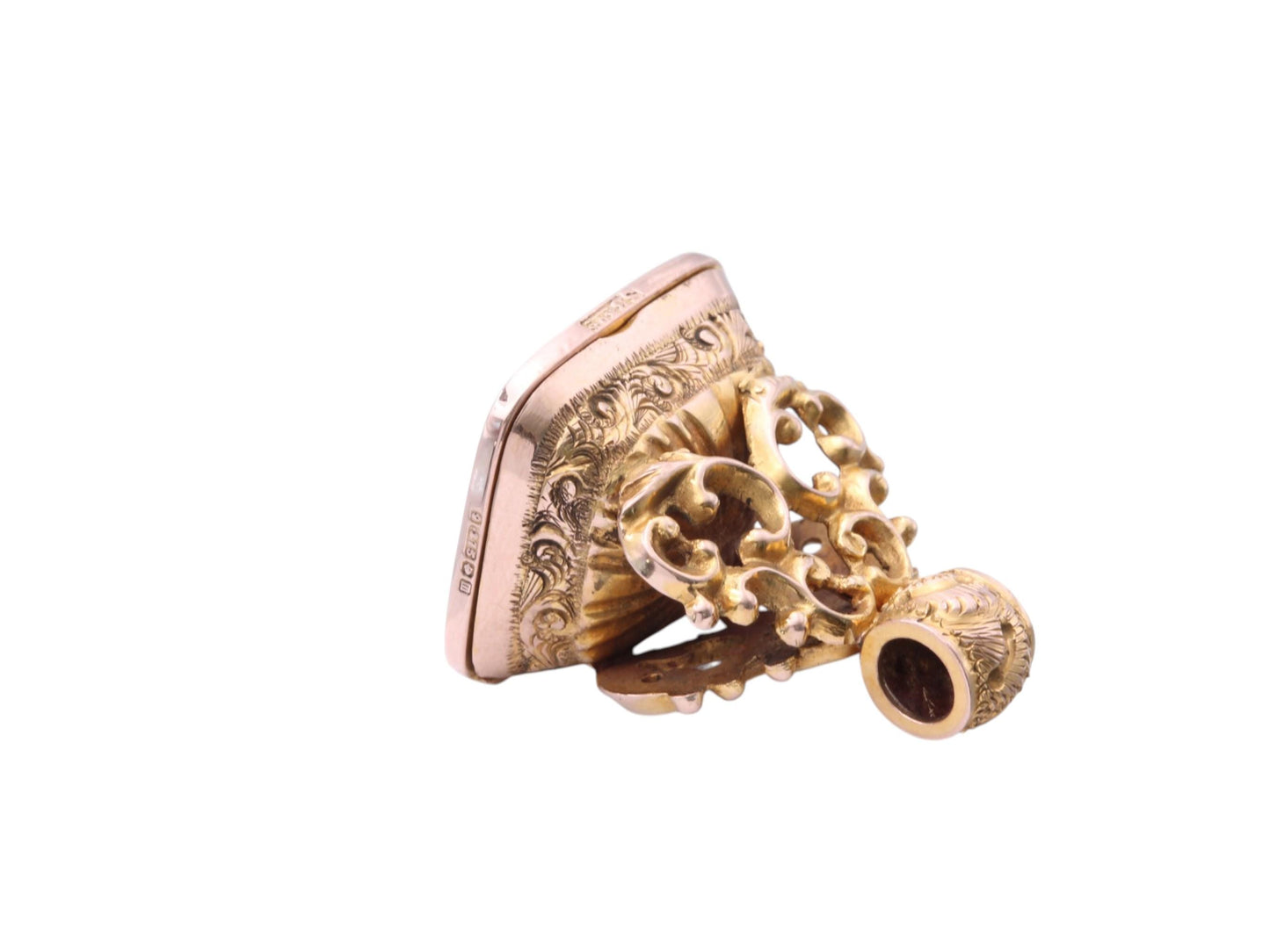 Antique 9ct Gold Decorative Pendant Seal with Hidden Locket Compartment | c.1896