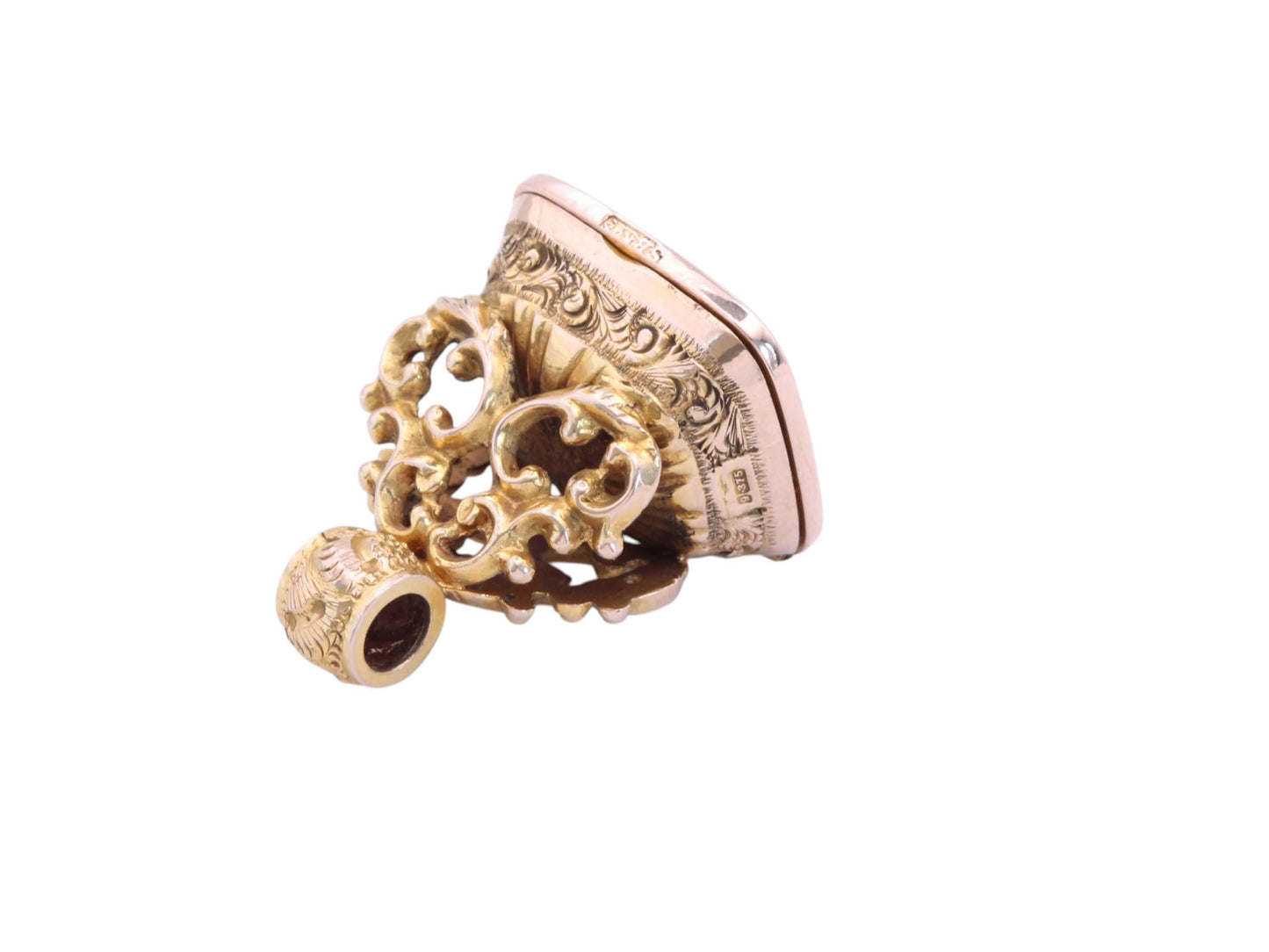Antique 9ct Gold Decorative Pendant Seal with Hidden Locket Compartment | c.1896