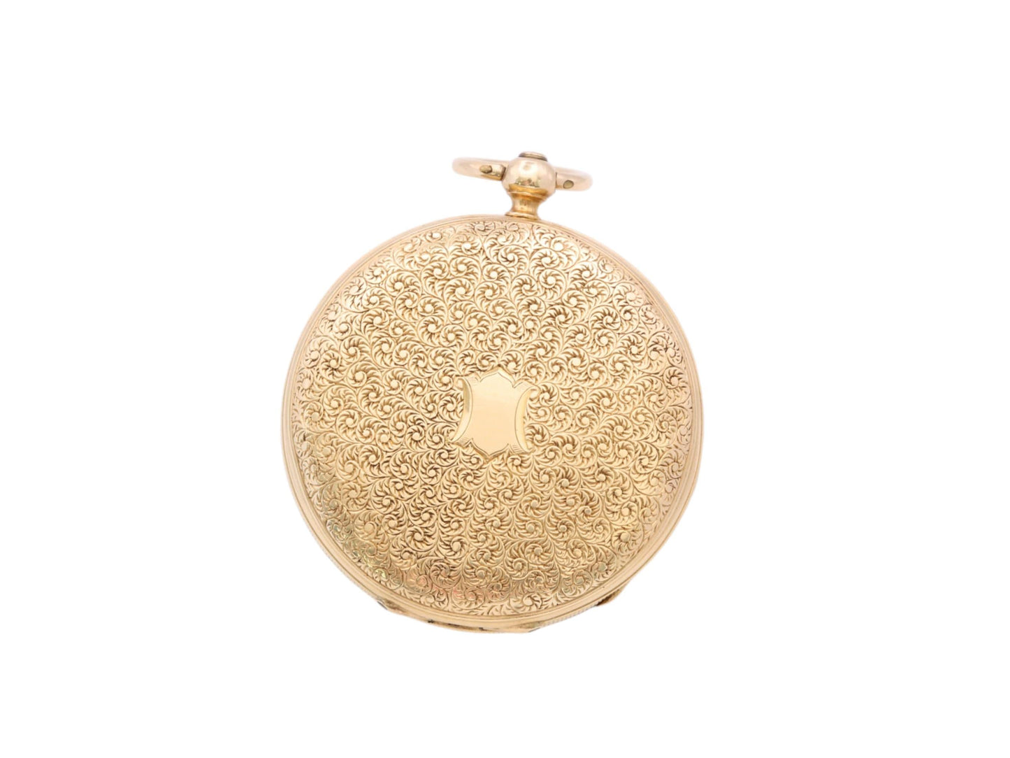 Antique 18ct Gold Swiss Ladies Pocket Watch | Chased Dog Scene | c.1880