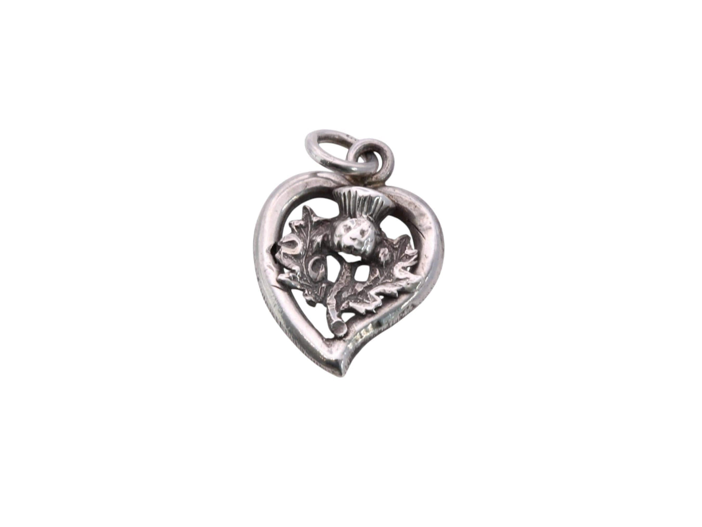 Antique Sterling Silver Heart Pendant | Thistle Detail | 1902