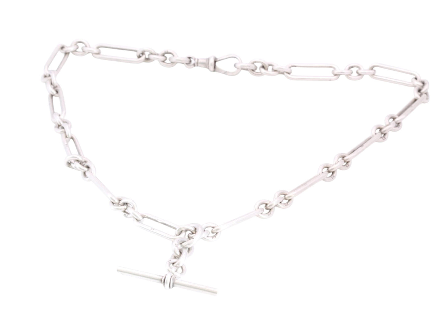 Antique Sterling Silver Albert Watch Chain Necklace | Trombone Link | 1898