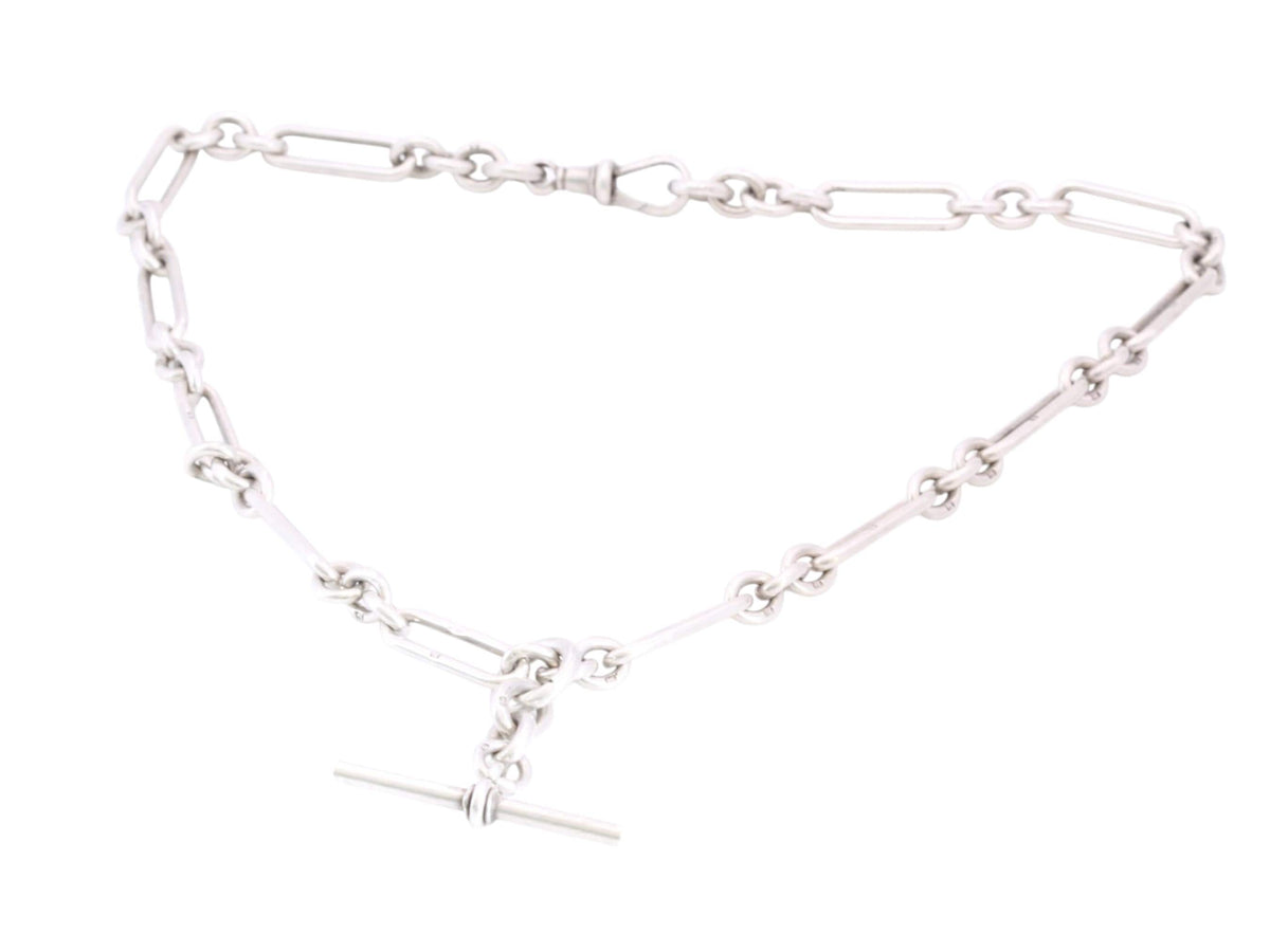 Antique Sterling Silver Albert Watch Chain Necklace | Trombone Link | 1898
