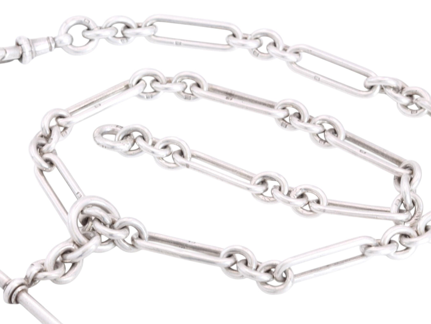Antique Sterling Silver Albert Watch Chain Necklace | Trombone Link | 1898