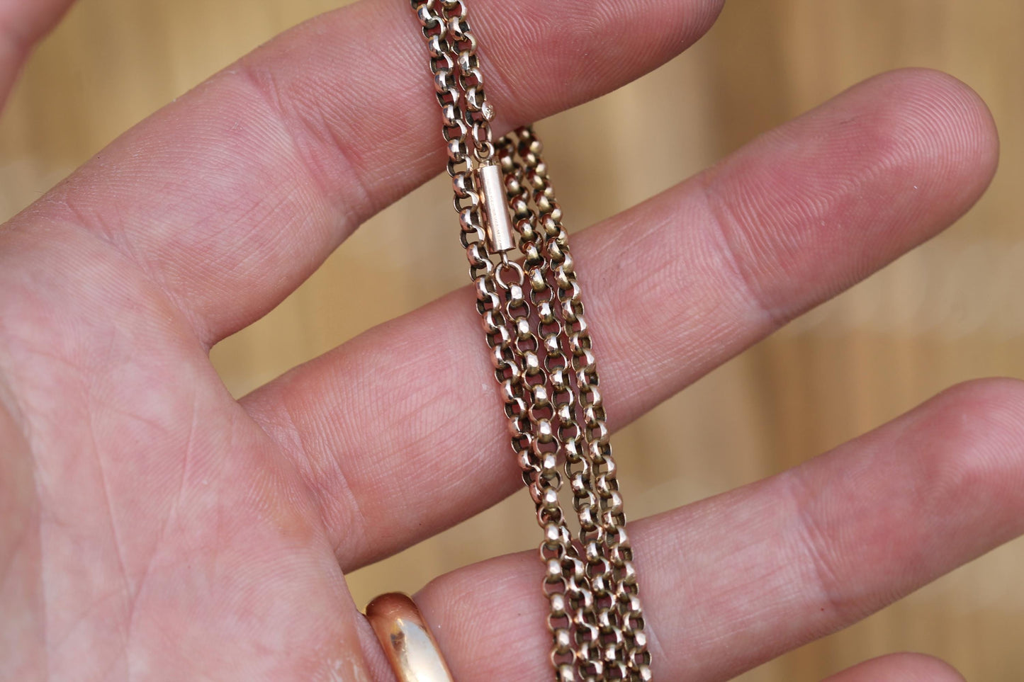 Antique 9ct Rose Gold Faceted Belcher Link Necklace | 18.25"