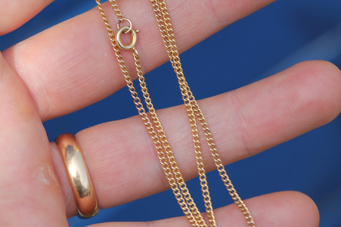 Antique 9ct Yellow Gold Curb Link Necklace, 20.25"