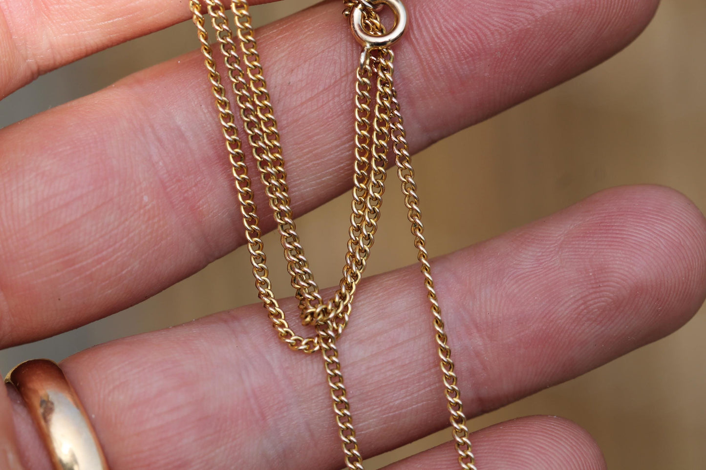 Antique 9ct Yellow Gold Curb Link Necklace, 20.25"