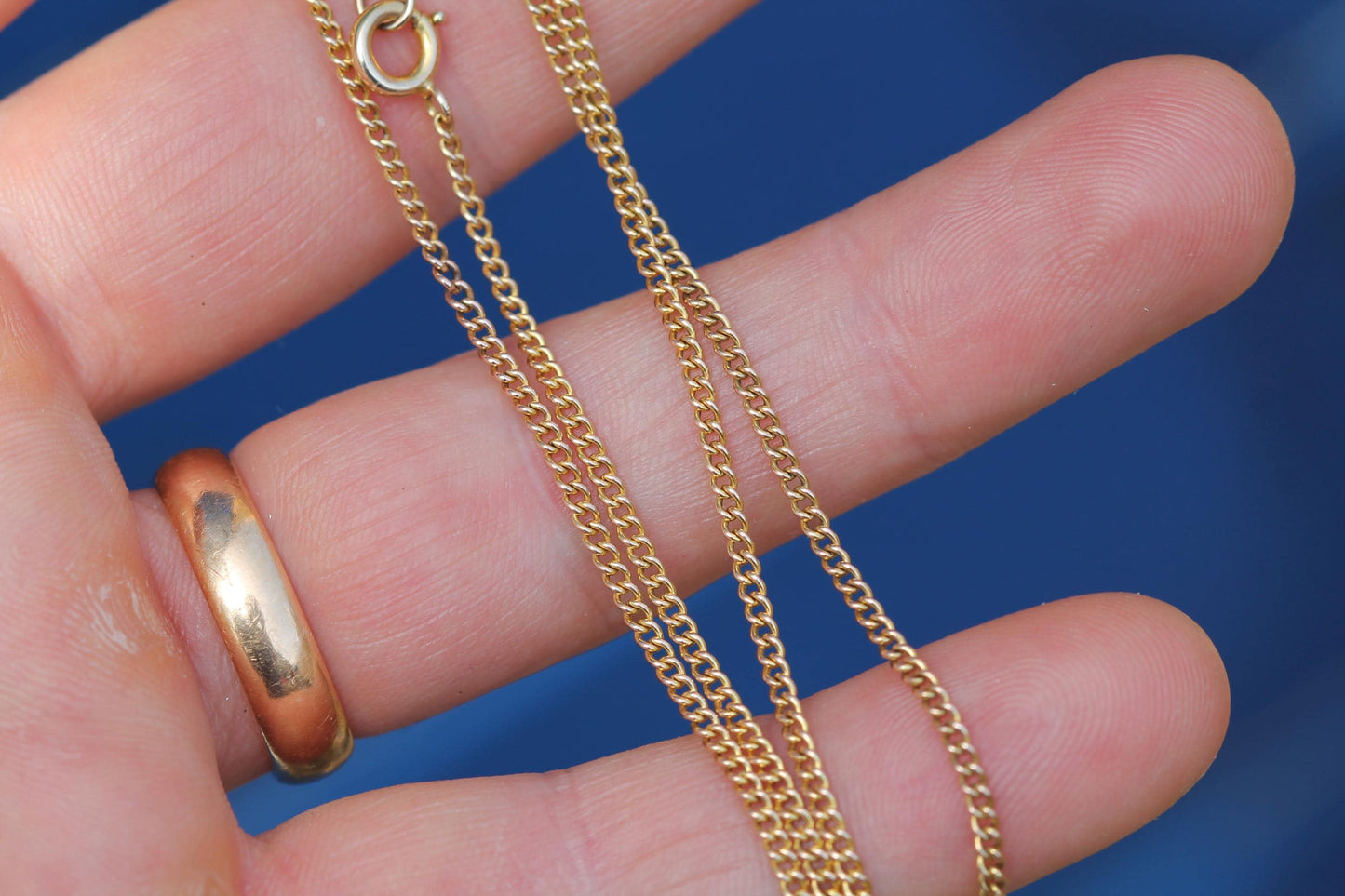 Antique 9ct Yellow Gold Curb Link Necklace, 20.25"
