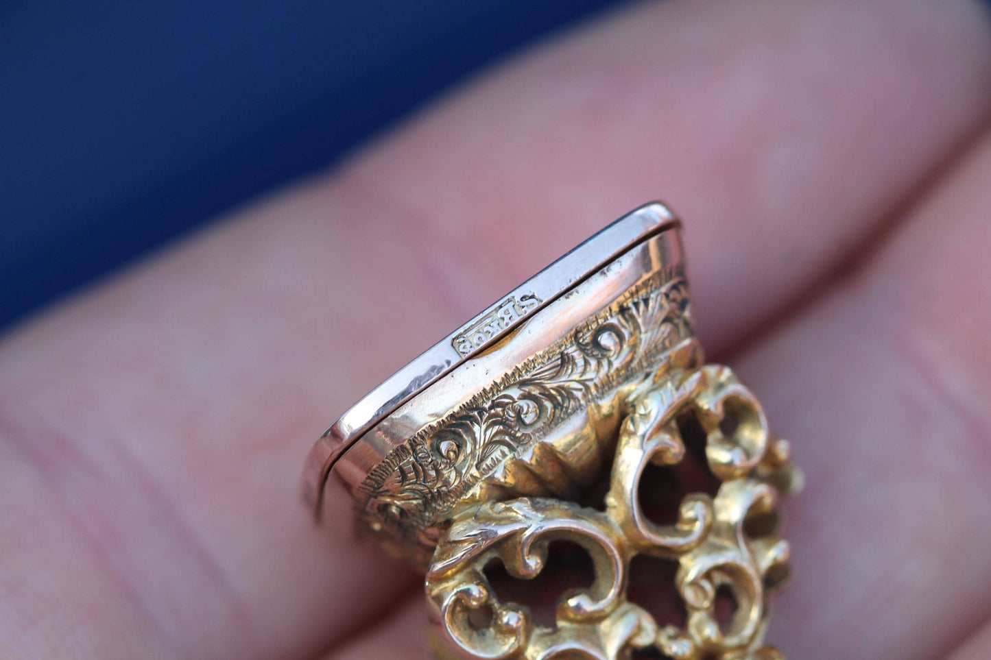 Antique 9ct Gold Decorative Pendant Seal with Hidden Locket Compartment | c.1896
