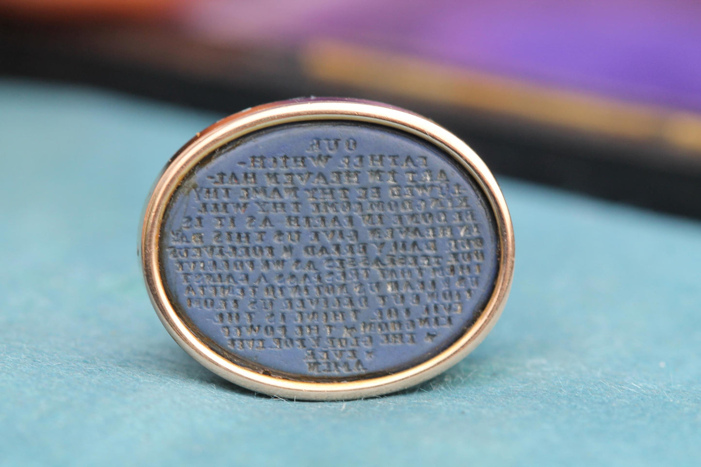 Antique 15ct Gold Lord's Prayer Chalcedony Intaglio | c.1880