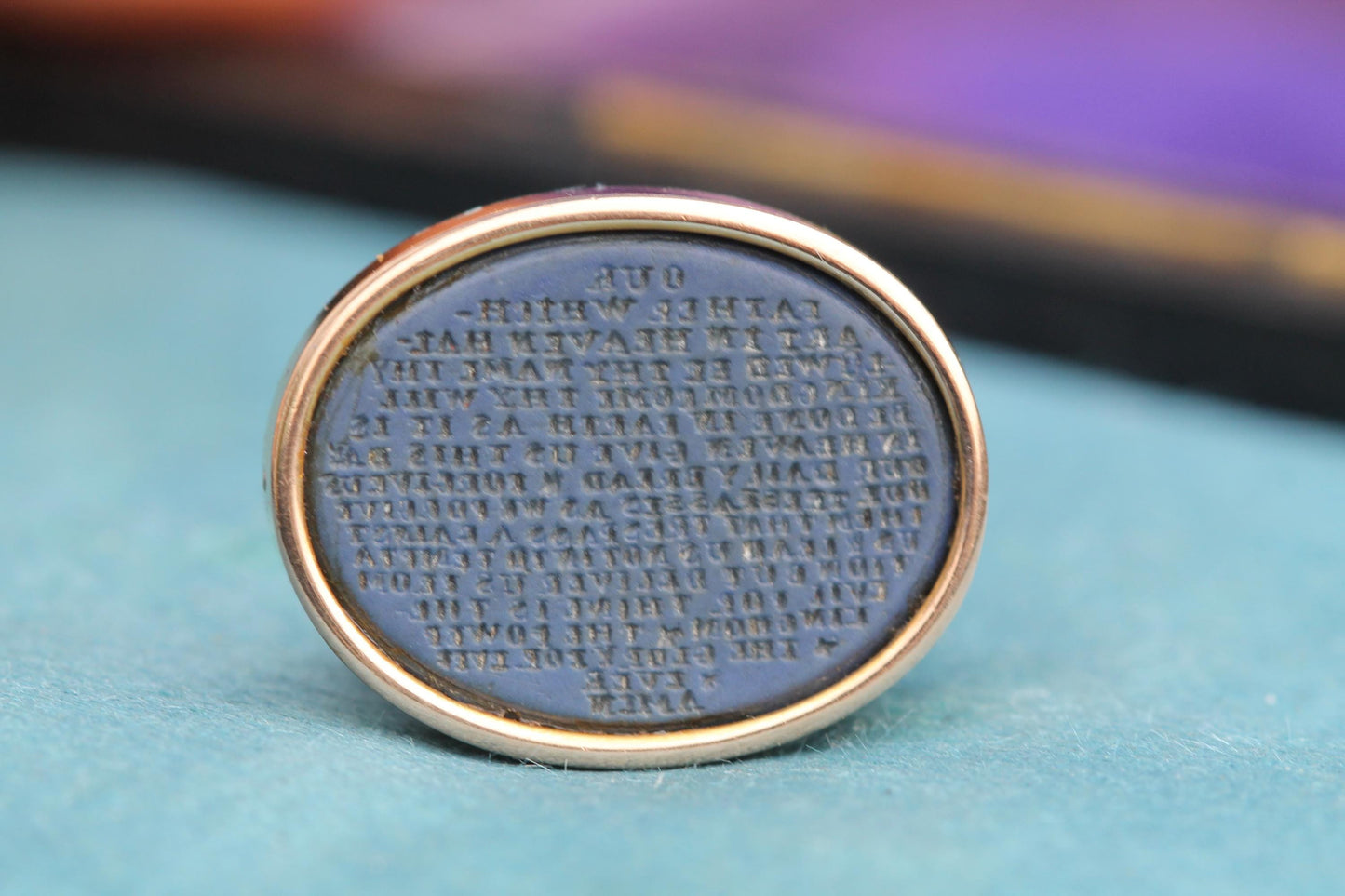 Antique 15ct Gold Lord's Prayer Chalcedony Intaglio | c.1880