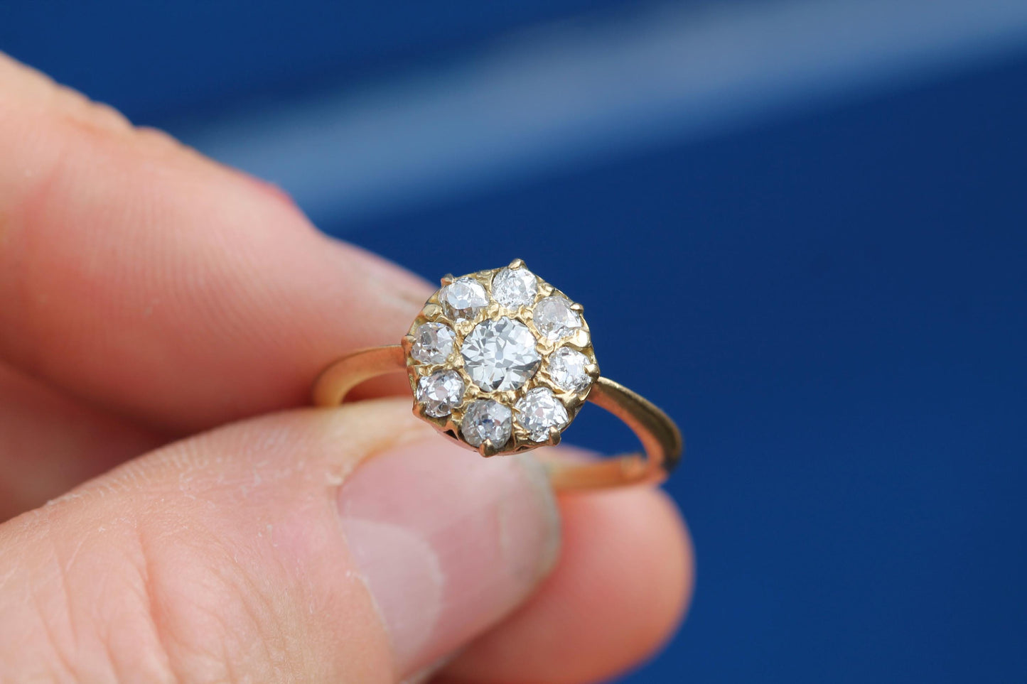 Antique 18ct Gold Old Mine Cut Diamond Cluster Ring | Victorian c.1890