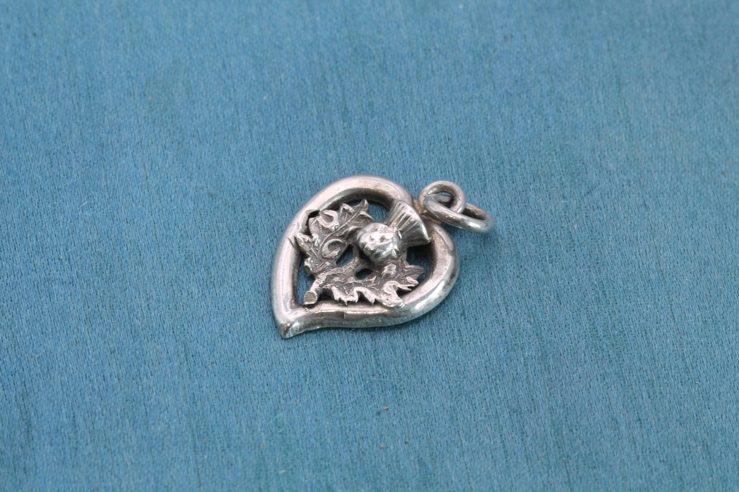 Antique Sterling Silver Heart Pendant | Thistle Detail | 1902