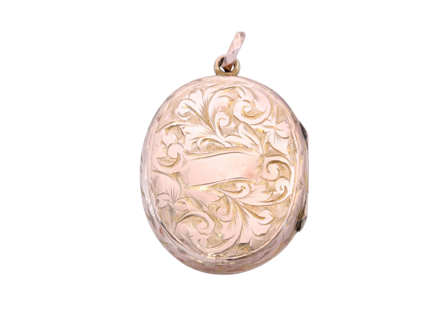 Antique 9ct Rose Gold Oval Locket | Floral Chasing | Victorian c.1890