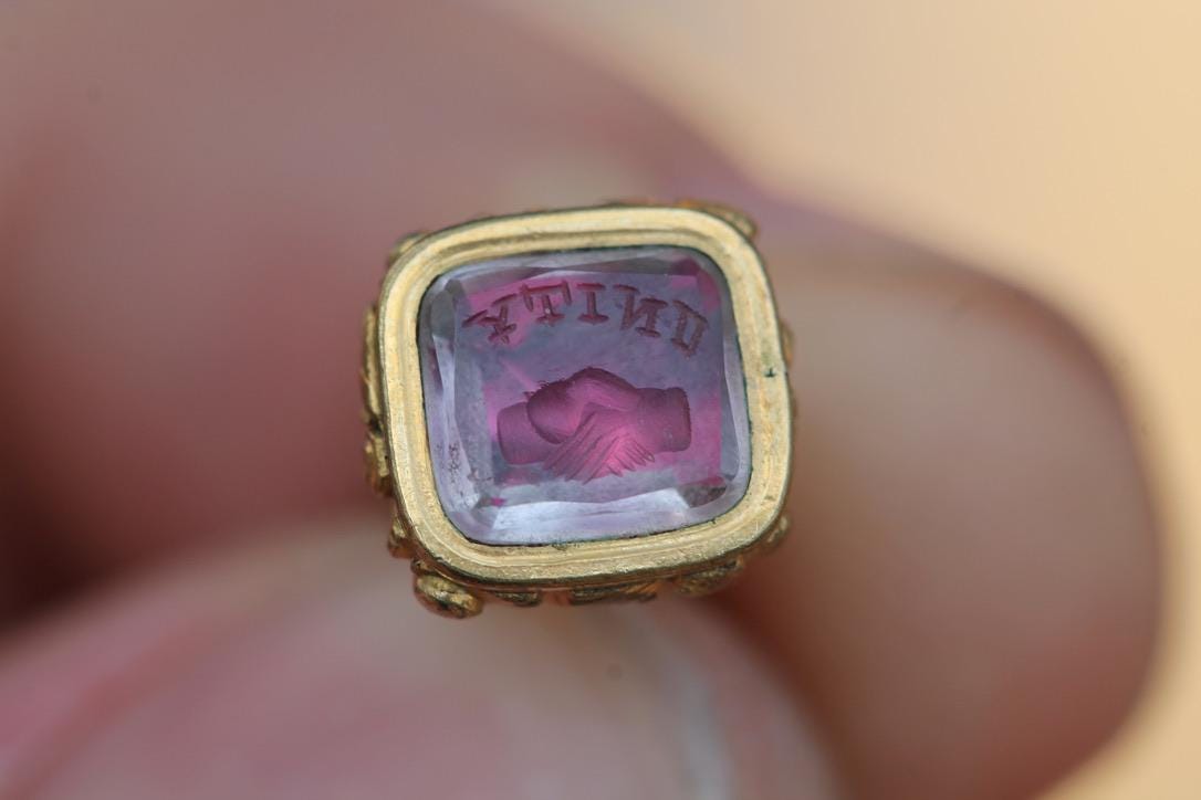 Antique 9ct Rolled Gold Intaglio "Unity" Seal Pendant, c.1880