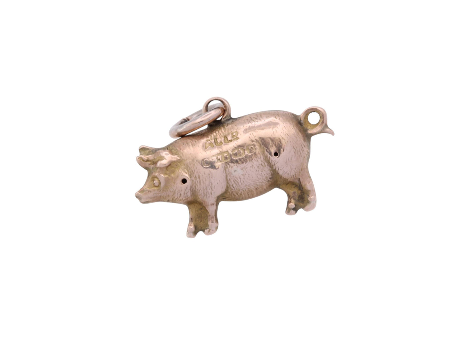 Antique 9ct Rose Gold Pig Charm Pendant