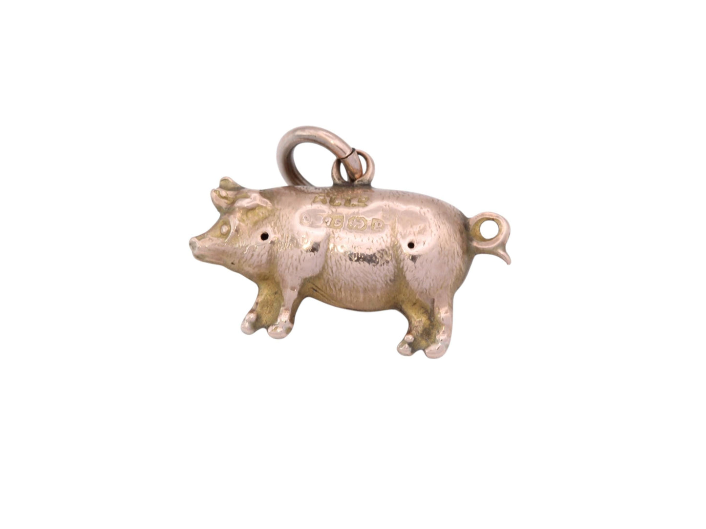 Antique 9ct Rose Gold Pig Charm Pendant