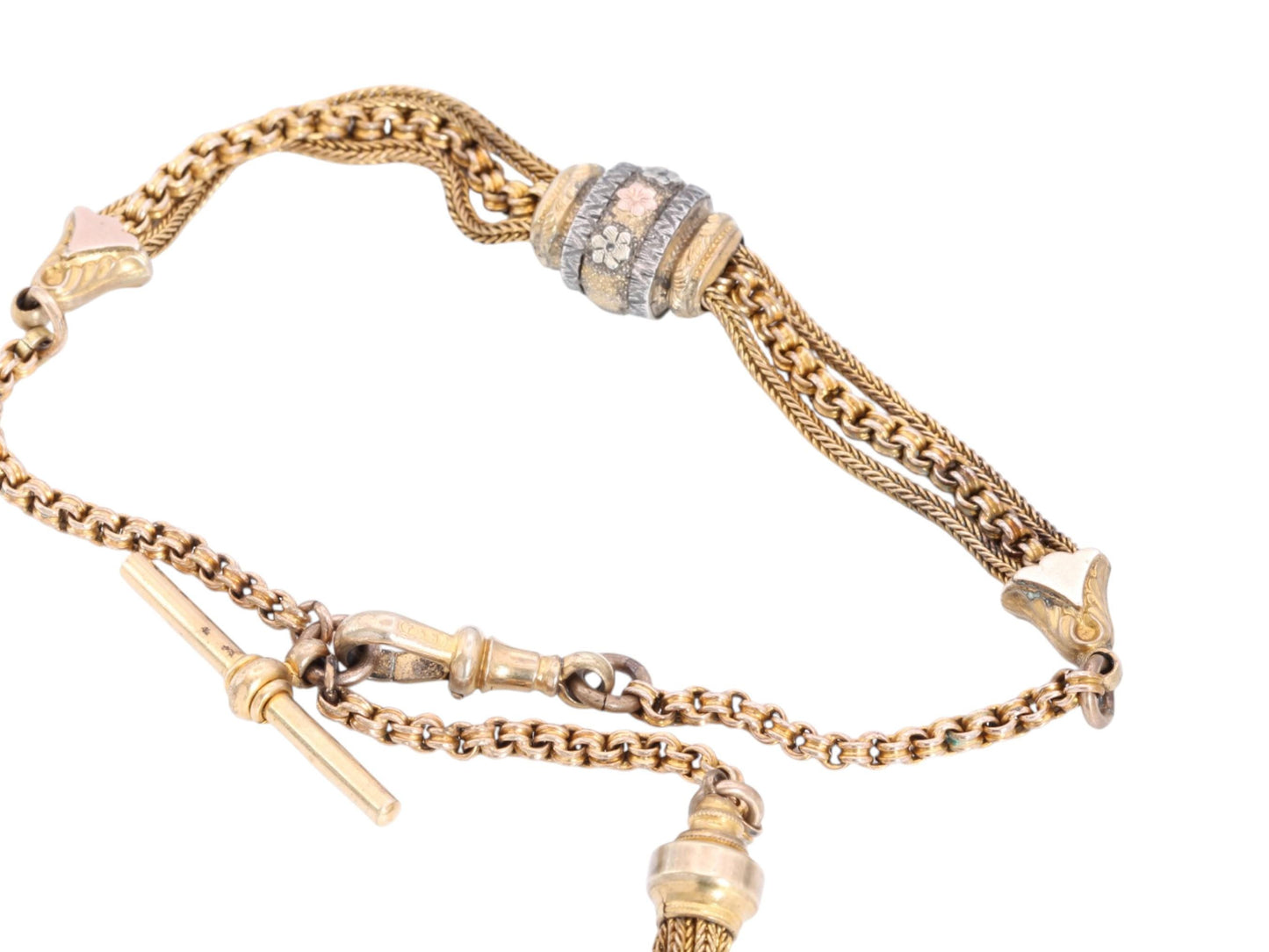 Antique 9ct Rolled Gold Albertina Tassel Bracelet