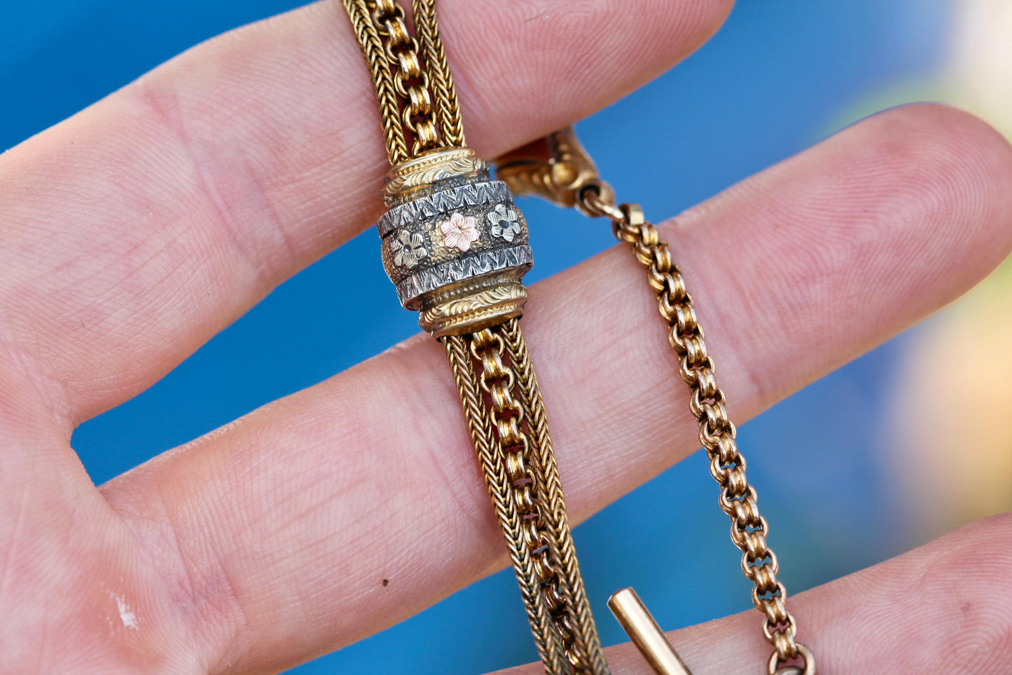 Antique 9ct Rolled Gold Albertina Tassel Bracelet