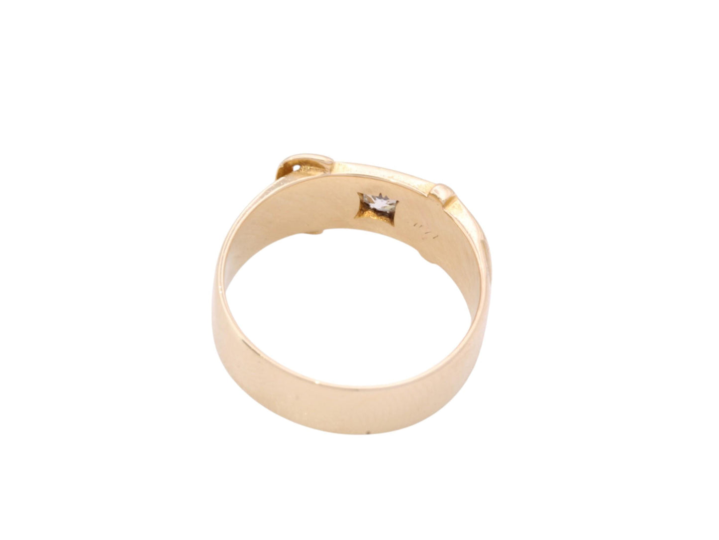 Antique 18ct Gold Old Mine Cut Diamond Buckle Ring, c.1880