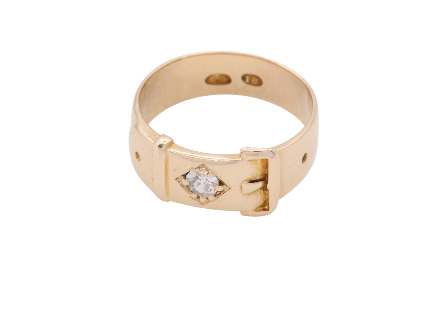 Antique 18ct Gold Old Mine Cut Diamond Buckle Ring, c.1880