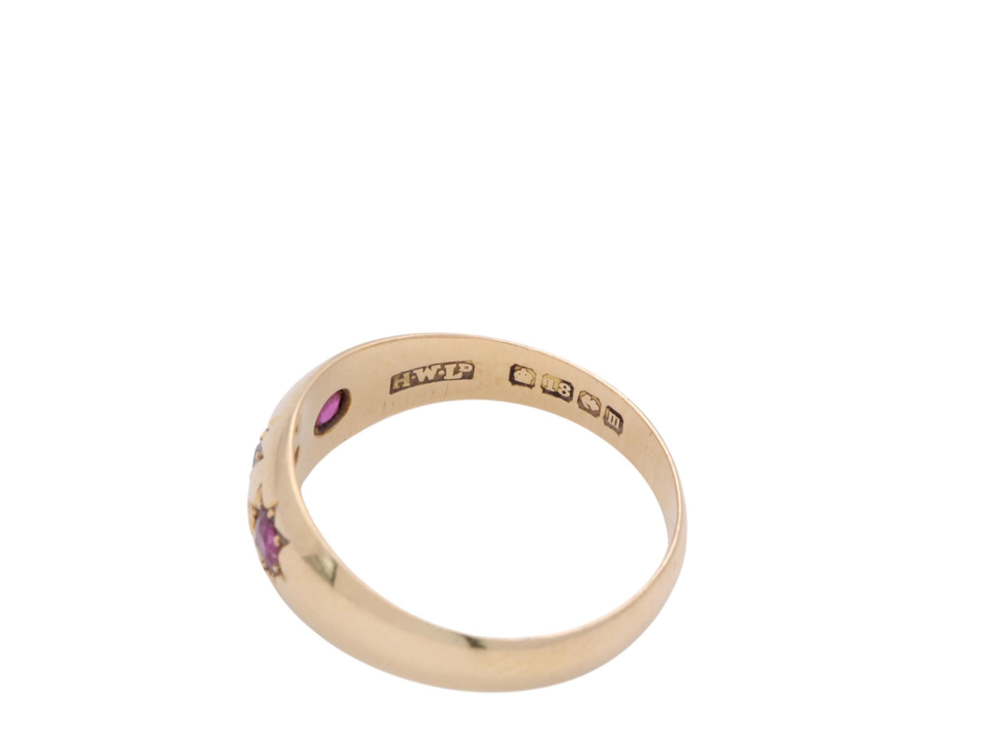 Antique 18ct Gold Ruby & Diamond Gypsy Ring, 1911