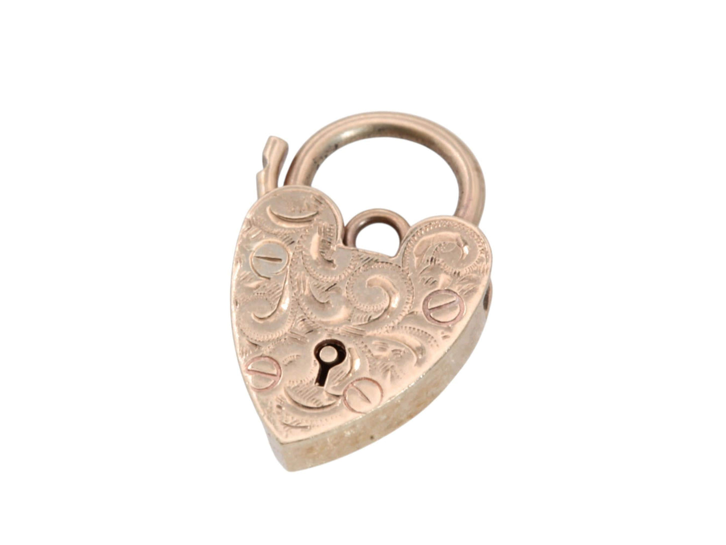 Vintage 9ct Yellow Gold Chased Heart Padlock Clasp