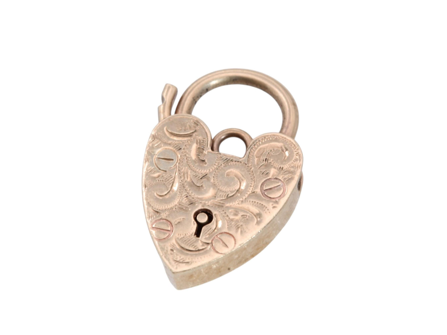 Vintage 9ct Yellow Gold Chased Heart Padlock Clasp