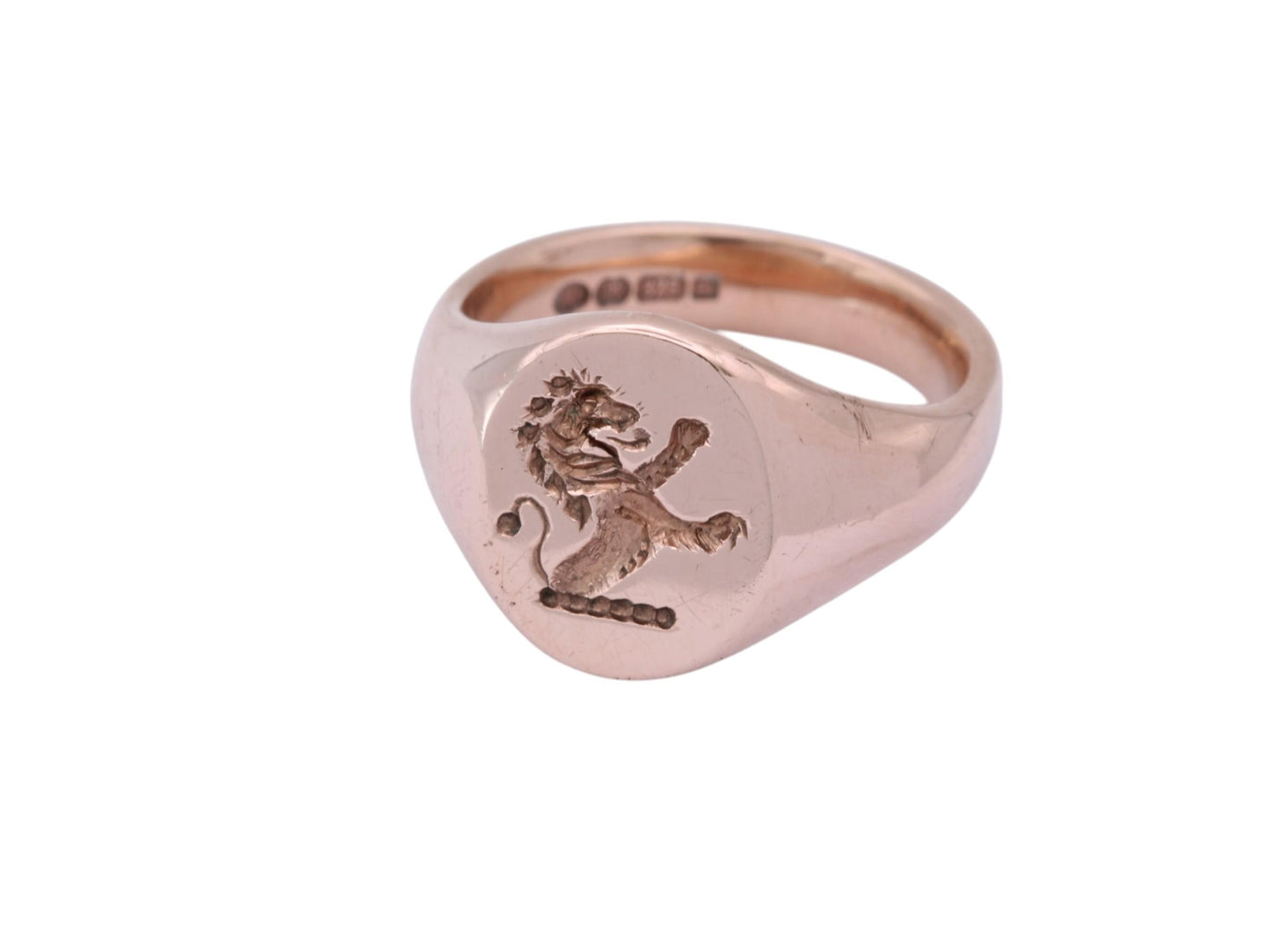 Vintage 9ct Rose Gold Lion Intaglio Signet Ring