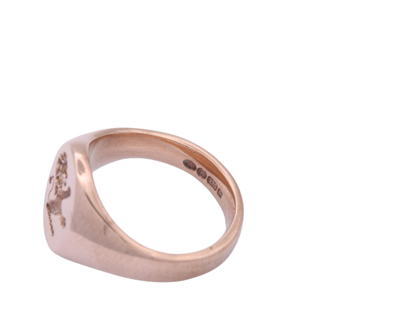 Vintage 9ct Rose Gold Lion Intaglio Signet Ring