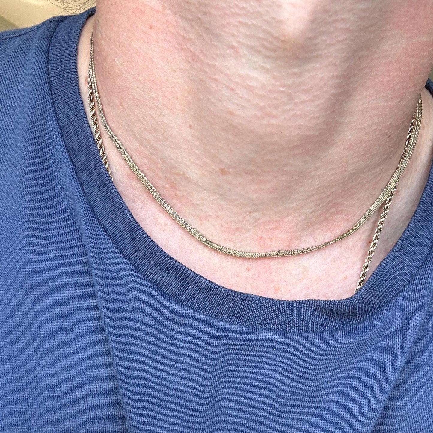 Antique 9ct Yellow Gold Foxtail Link Necklace, 16.5"