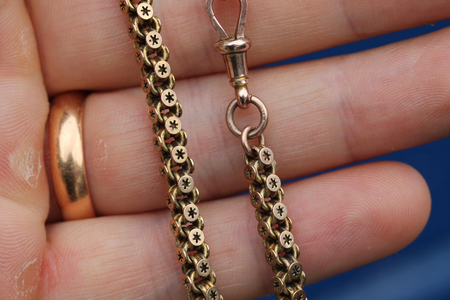Antique 9ct Gold Star Link Bracelet | Pierced Star Links | Victorian c.1880 | Dog Clasp