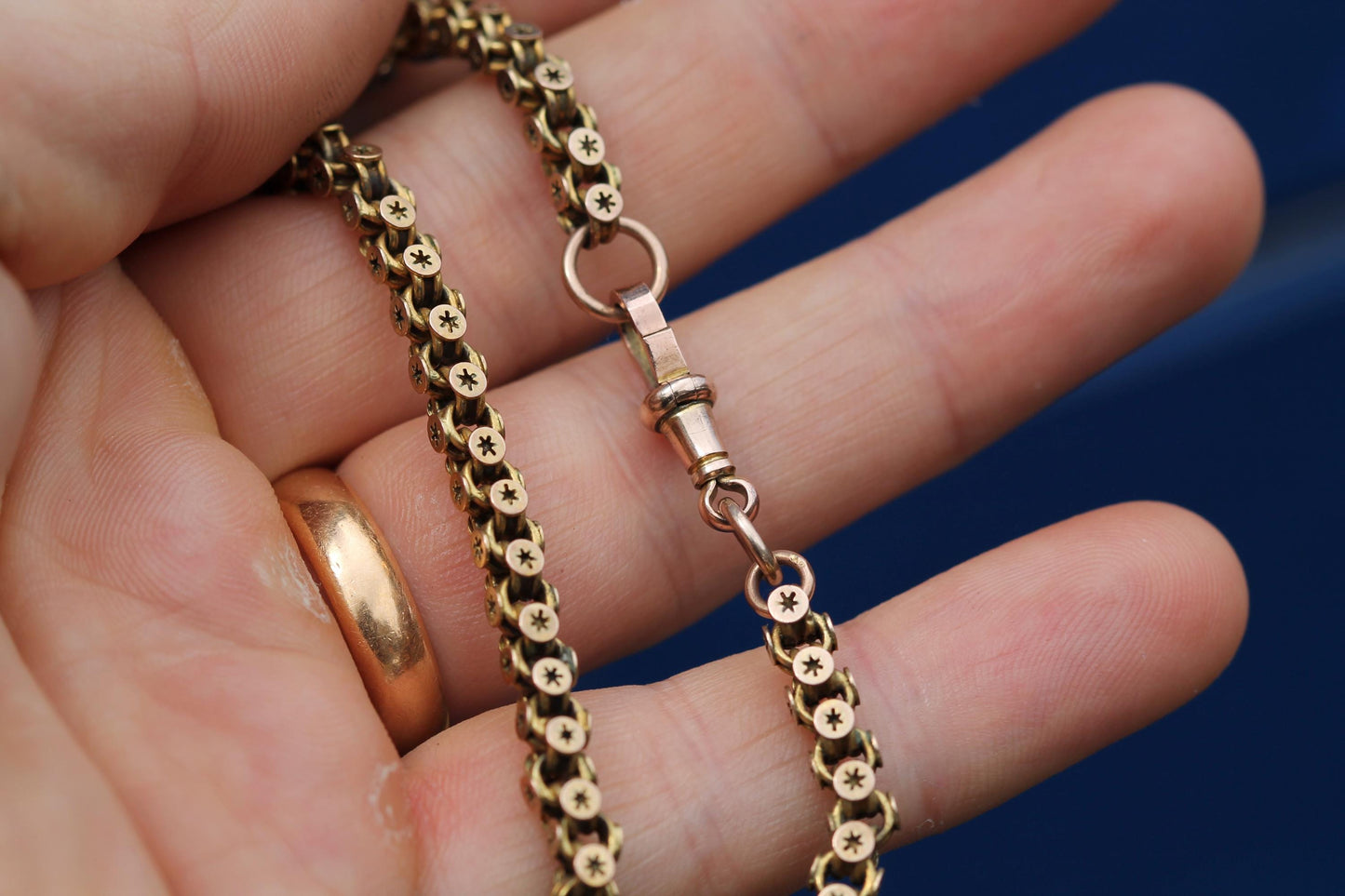 Antique 9ct Gold Star Link Bracelet | Pierced Star Links | Victorian c.1880 | Dog Clasp