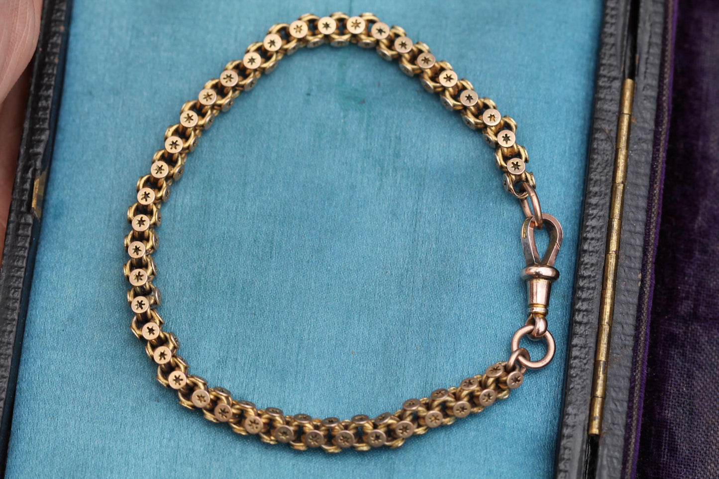 Antique 9ct Gold Star Link Bracelet | Pierced Star Links | Victorian c.1880 | Dog Clasp