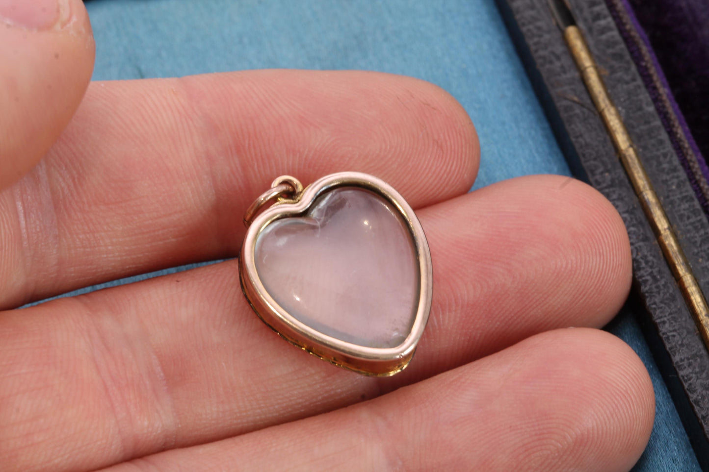 Antique 9ct Gold Heart Pendant With Glass Panels | Keepsake Locket | Edwardian