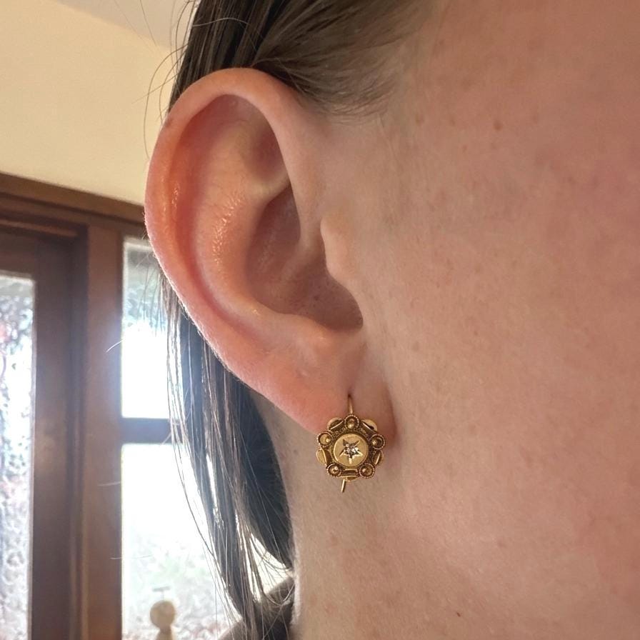 Antique-15ct-Gold-Diamond-Filigree-Earrings