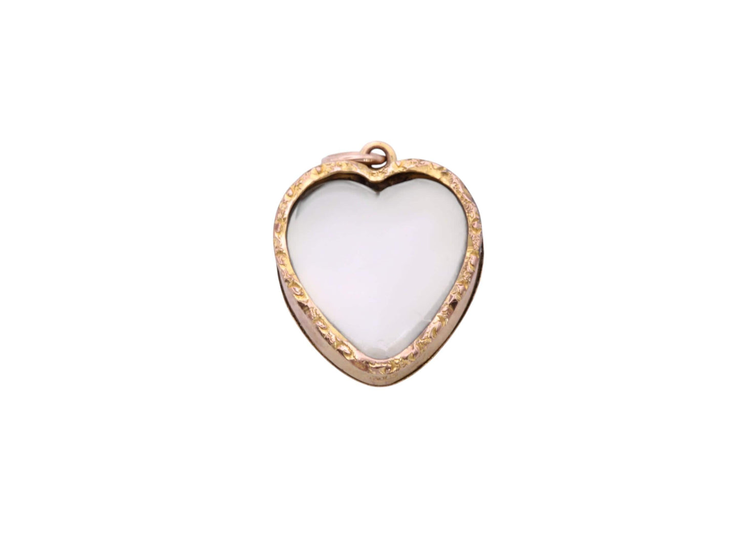 Antique 9ct Gold Heart Pendant With Glass Panels | Keepsake Locket | Edwardian