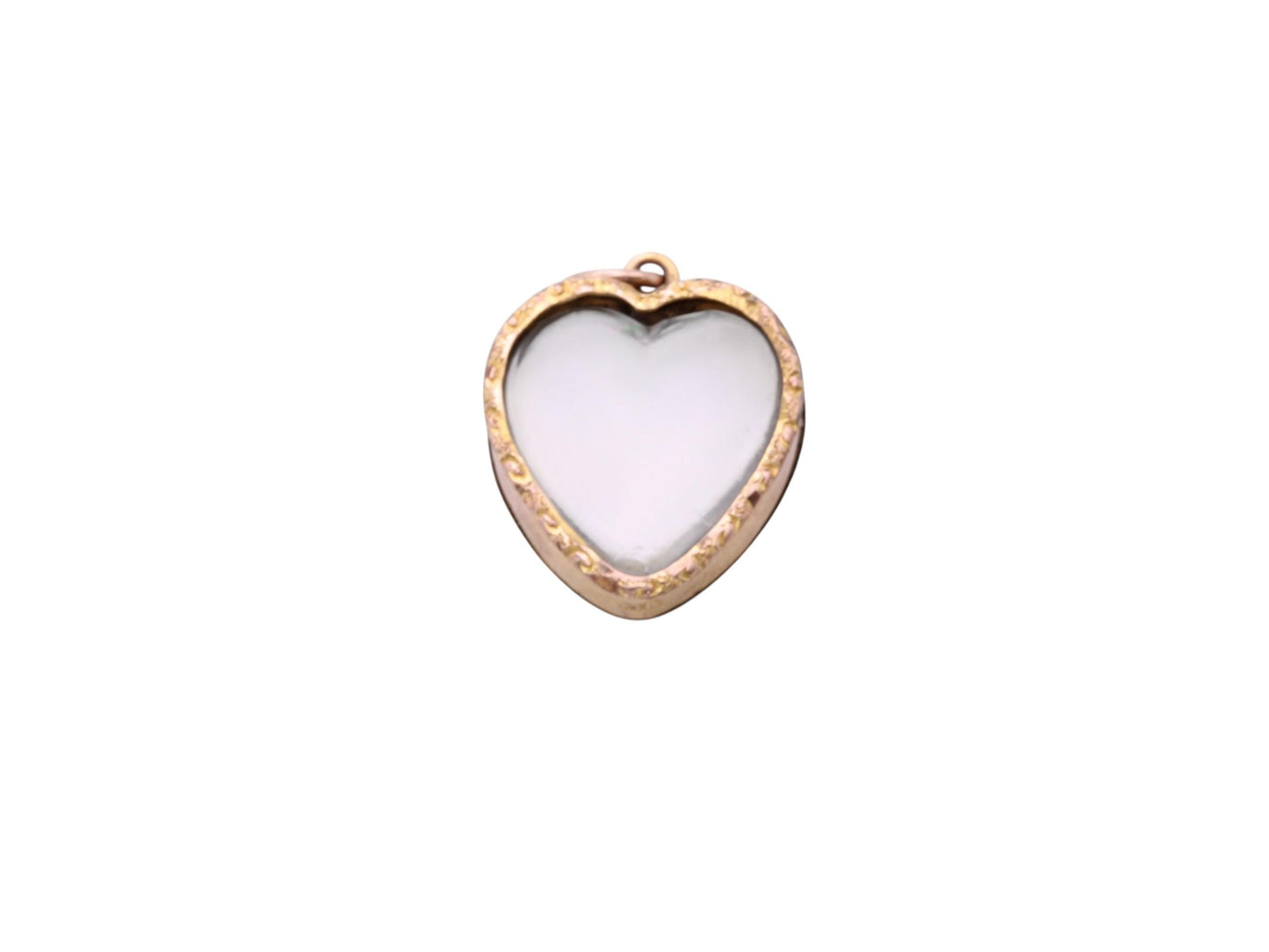 Antique 9ct Gold Heart Pendant With Glass Panels | Keepsake Locket | Edwardian