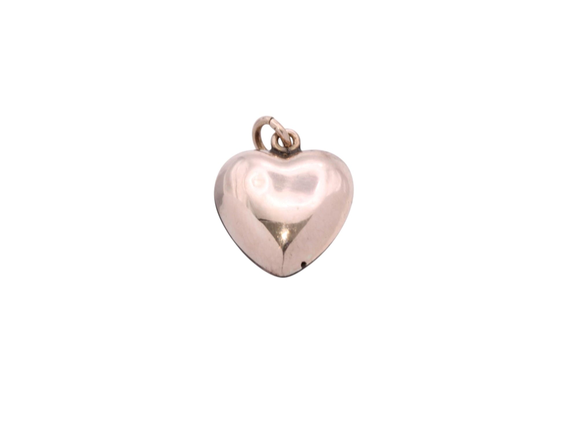 Antique-9ct-Rose-Gold-Red-Enamel-Puffy-Heart-Pendant-|-Seed-Pearl-|-Victorian