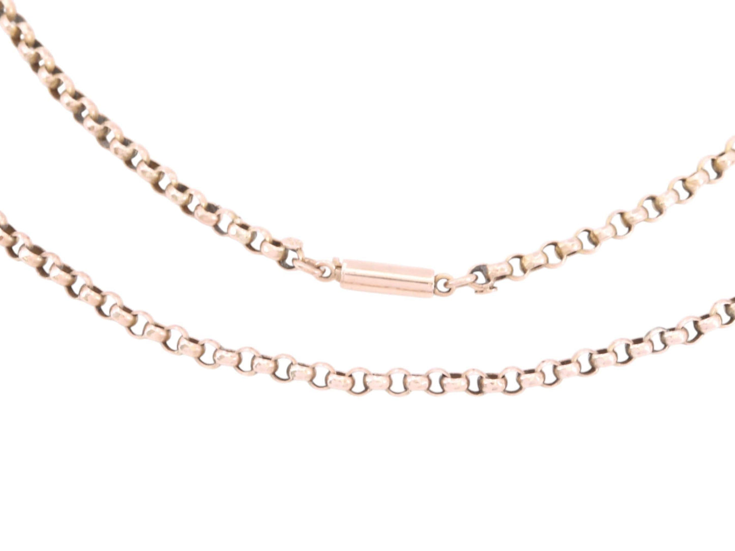 Antique 9ct Rose Gold Faceted Belcher Link Necklace | 18.25"