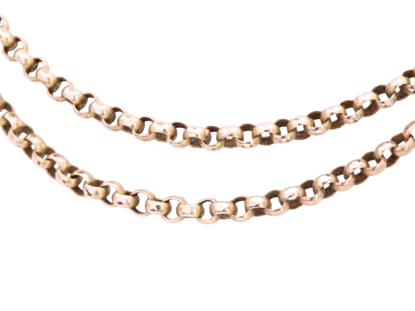 Antique 9ct Rose Gold Faceted Belcher Link Necklace | 18.25"