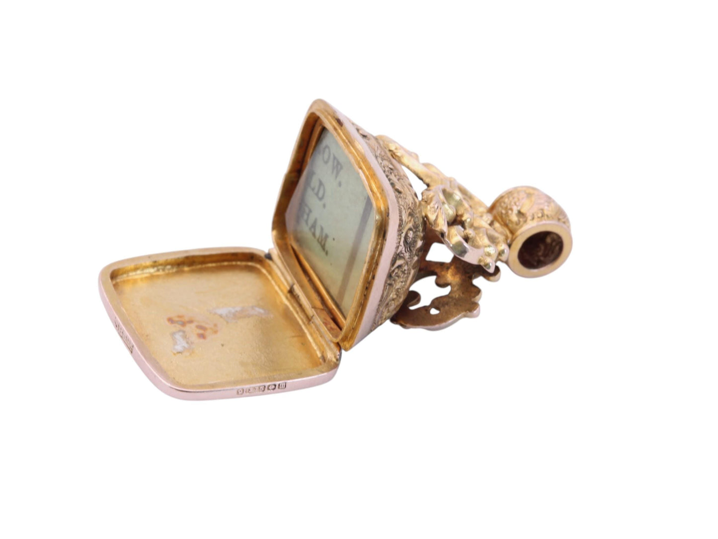 Antique 9ct Gold Decorative Pendant Seal with Hidden Locket Compartment | c.1896